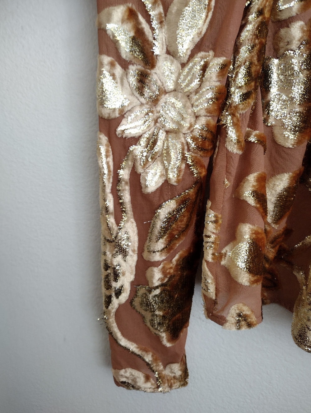 Ulla Johnson Camilla Velvet Devore Rose Gold Metallic Floral Burnout Top Size 4 - Picture 14 of 16